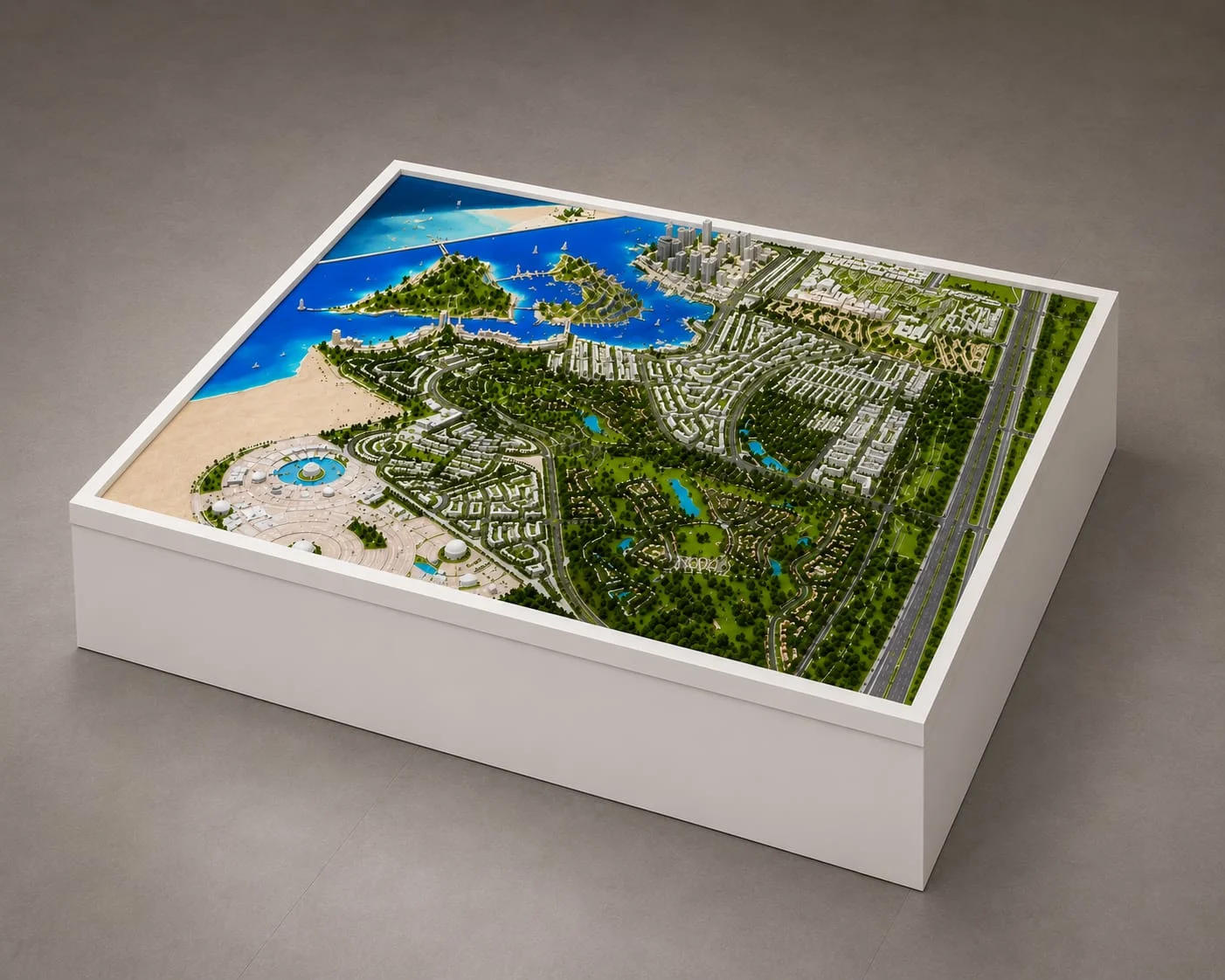 Master plan architectural scale model with realistic landscape detailing