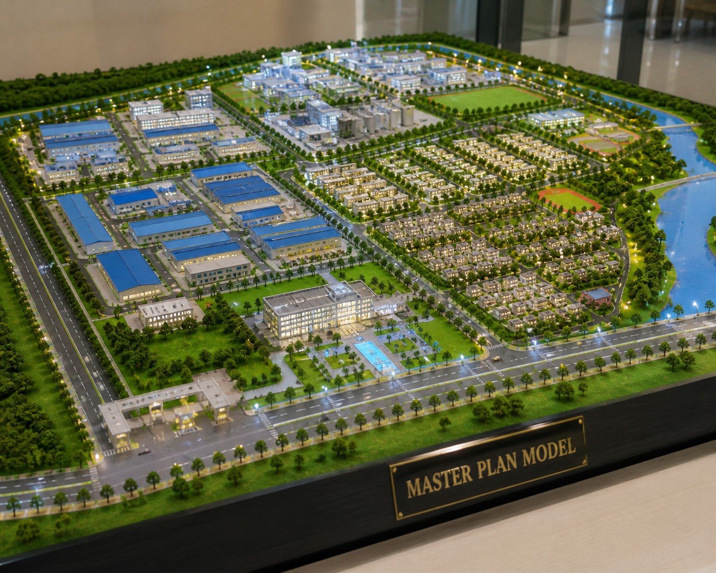 city planning model, land development scale model, master layout model