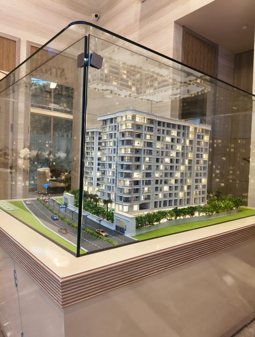 Residential architectural model with detailed building design