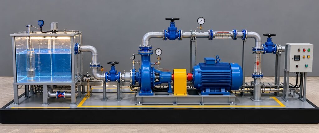 Pump and Motor Working Model with Industrial Piping