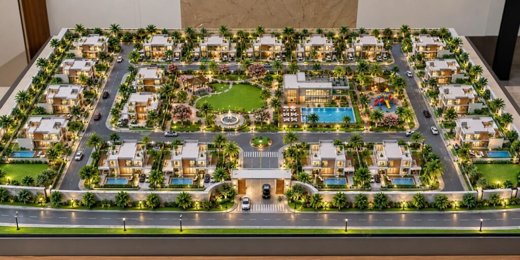 Luxury villa community master plan architectural scale model